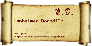 Manheimer Dormán névjegykártya